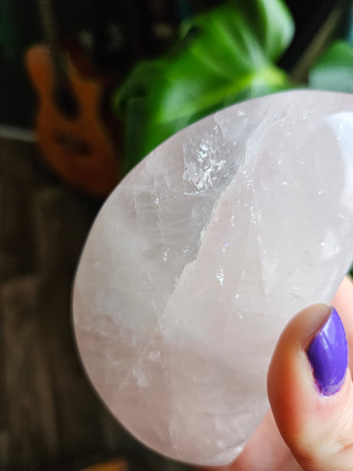 Medium Rose Quartz Moon // discount for damage
