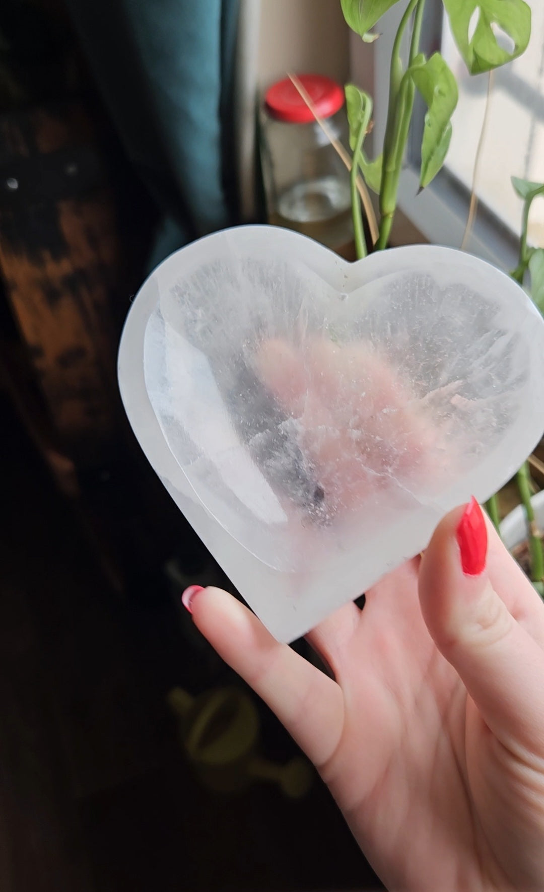 Selenite heart bowl