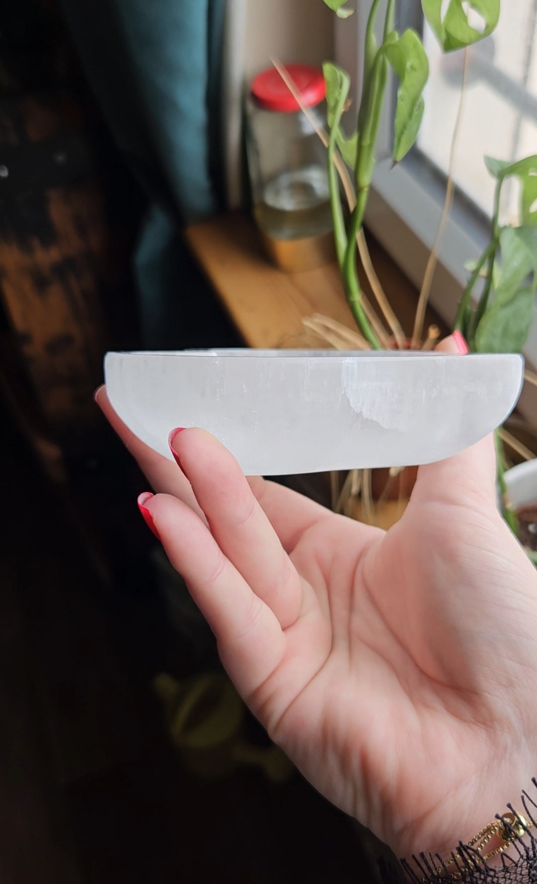 Selenite heart bowl