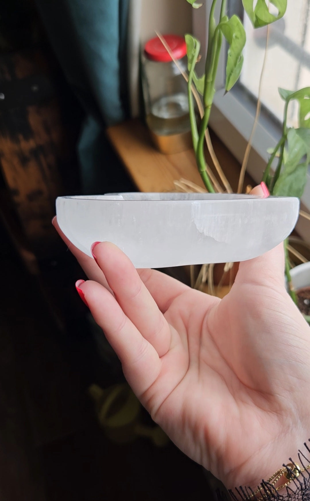 Selenite heart bowl