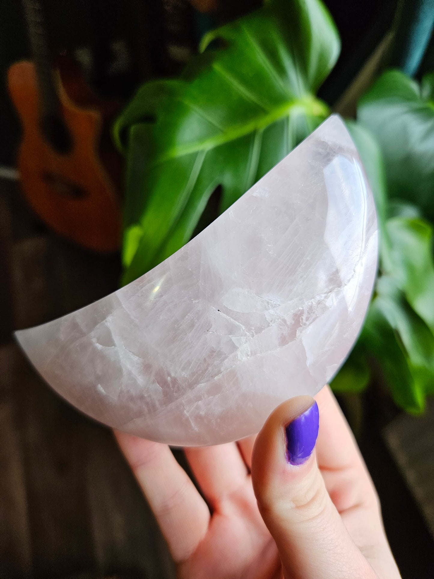 Medium Rose Quartz Moon // discount for damage