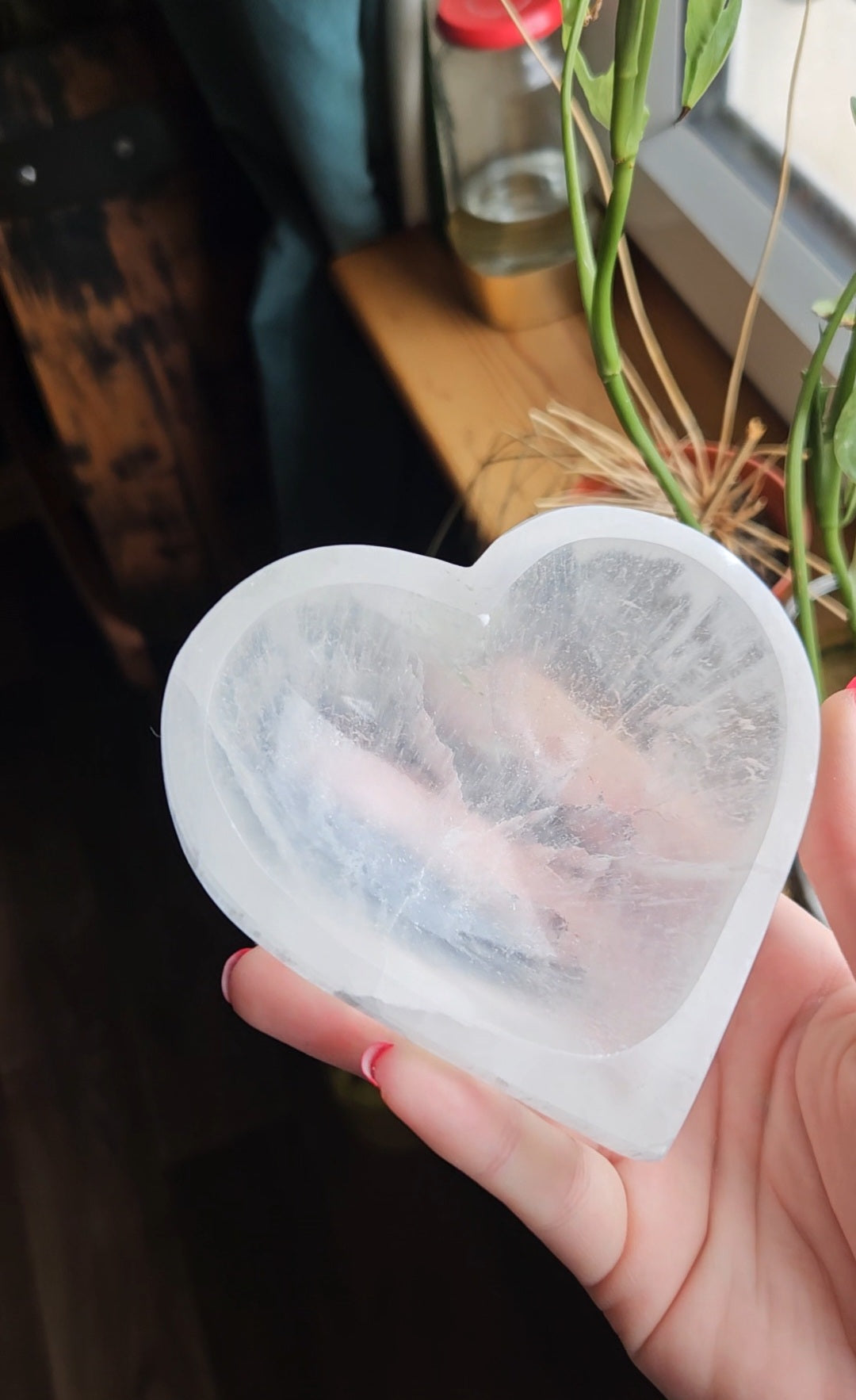 Selenite heart bowl