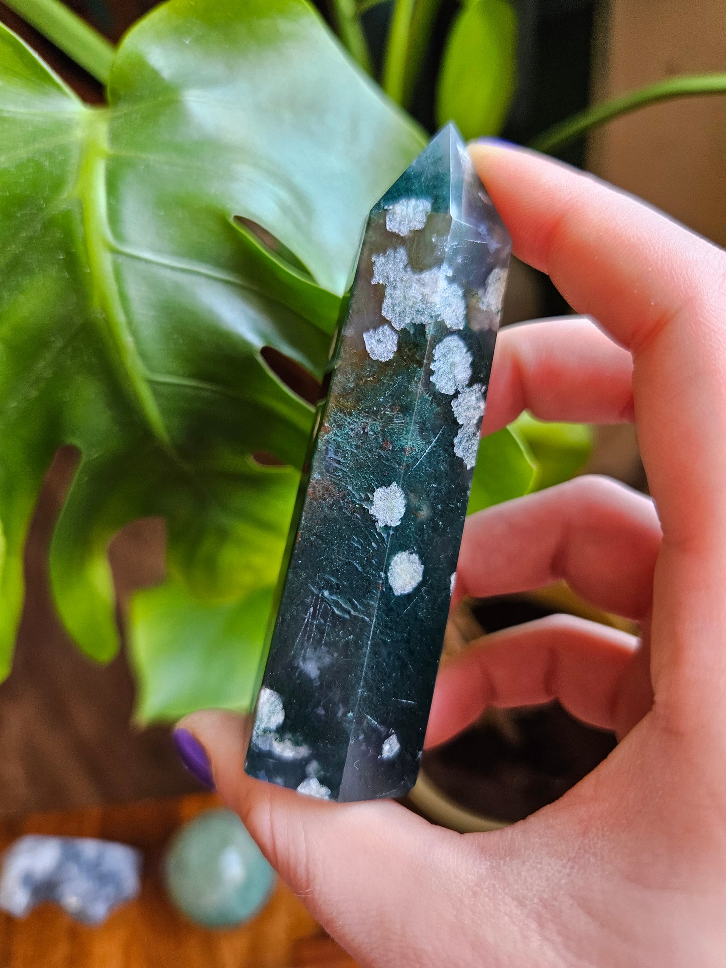 Tall Moss Agate point
