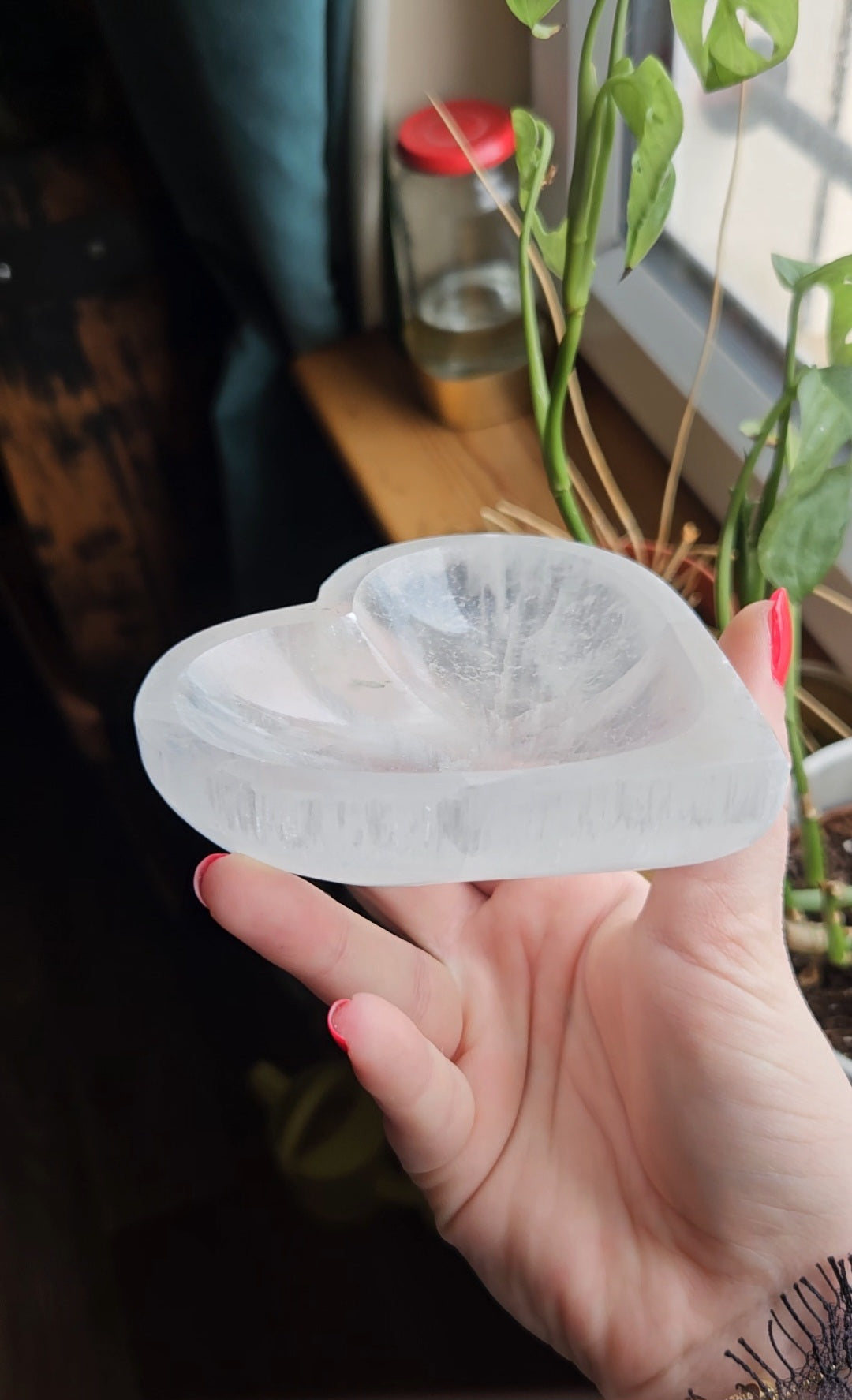 Selenite heart bowl