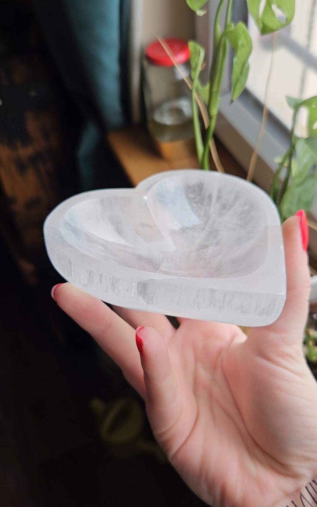 Selenite heart bowl