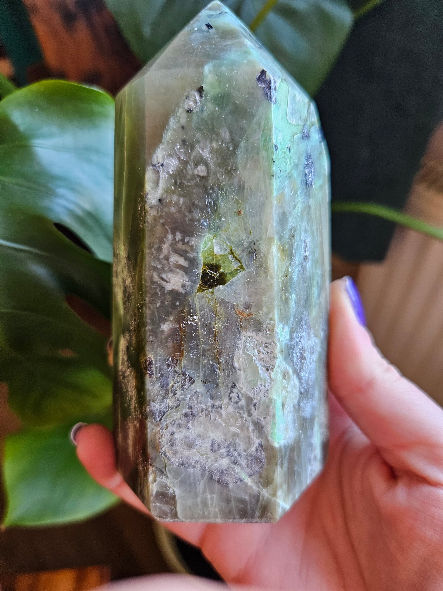 Large Green Moonstone tower with flash