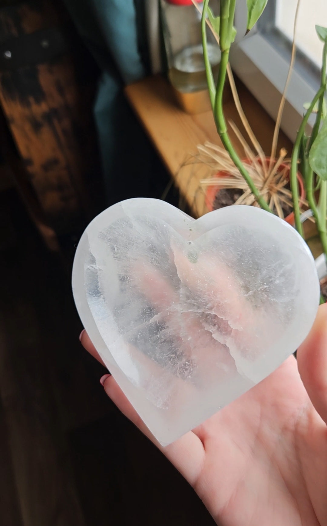 Selenite heart bowl