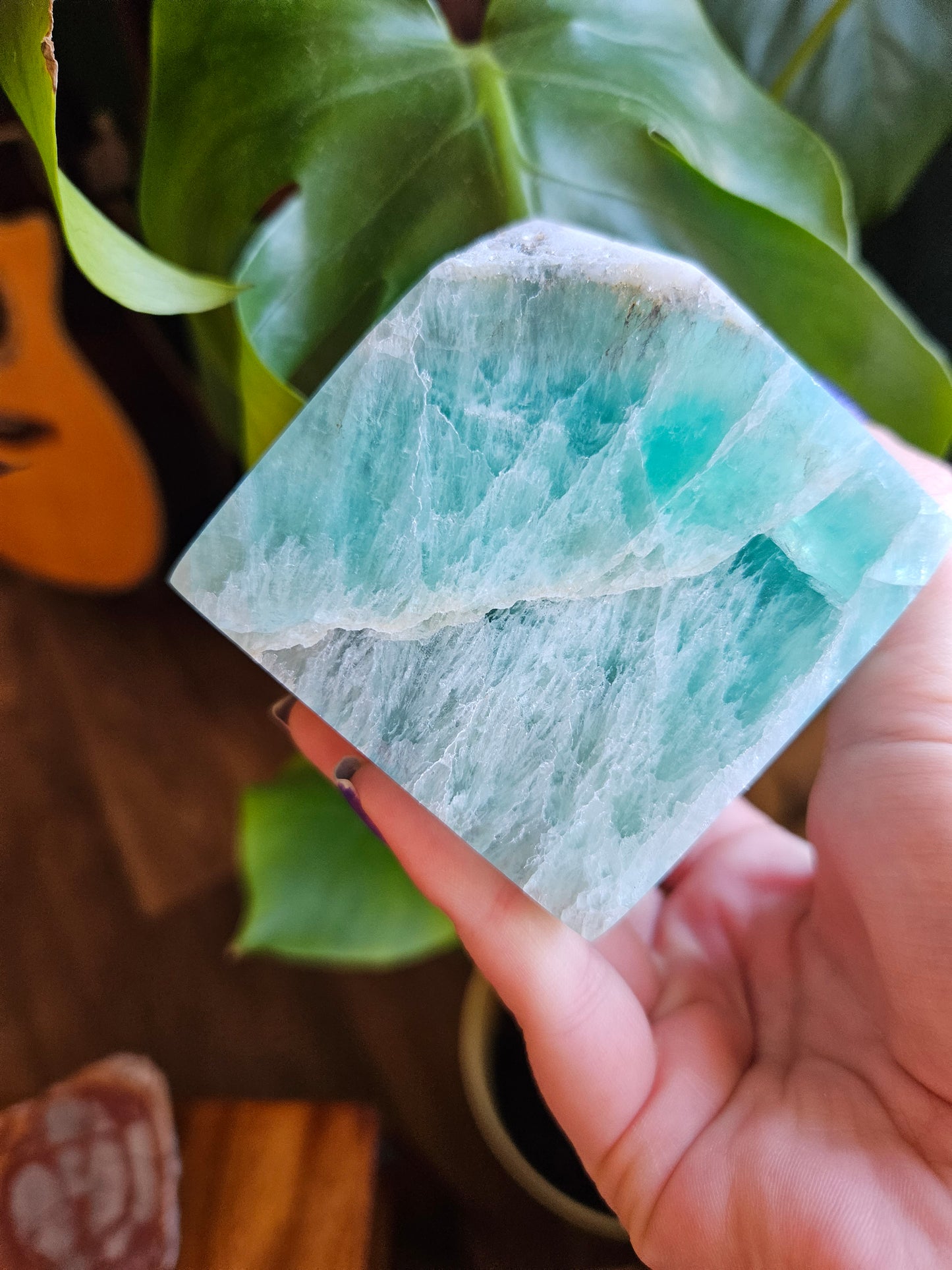 Beautiful Green Fluorite cube carving - 800g