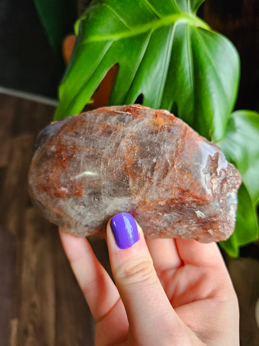 Half polished Fire Quartz chunk