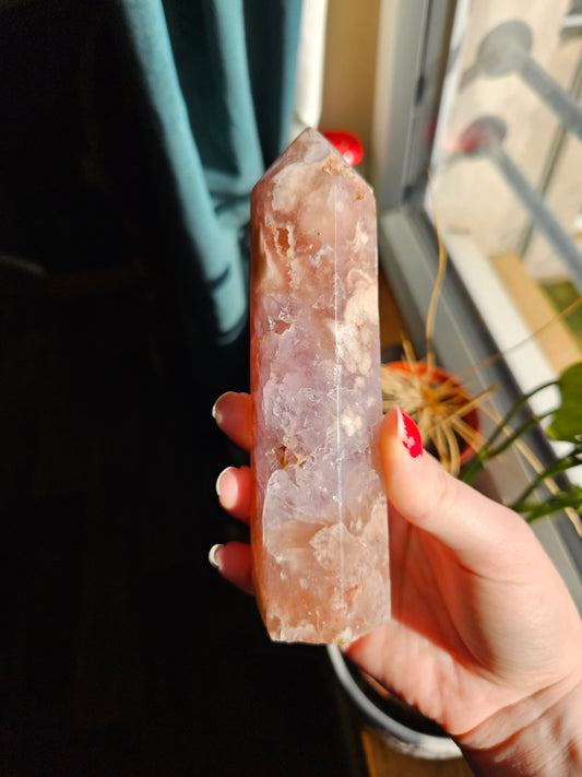 Flower Agate tower - 5.5" inches