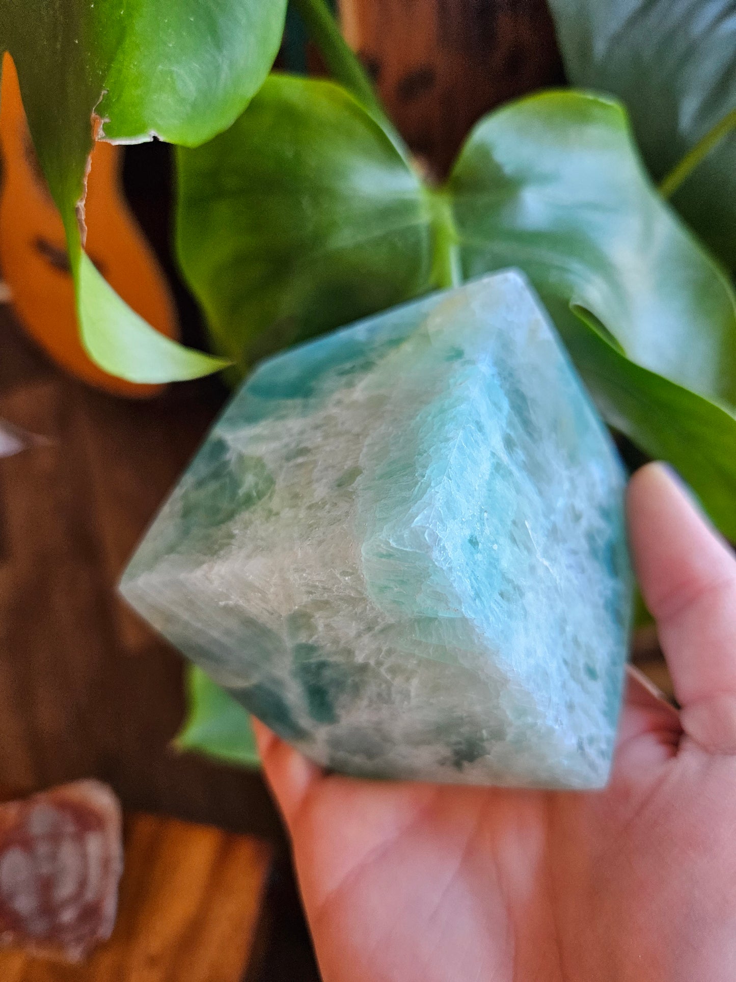 Beautiful Green Fluorite cube carving - 800g