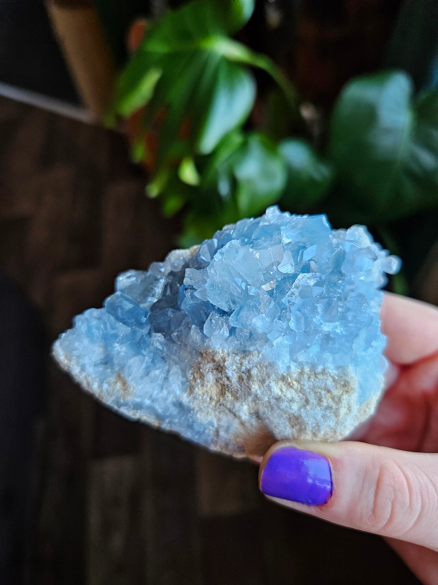 Blue Celestite geode // discount for damage