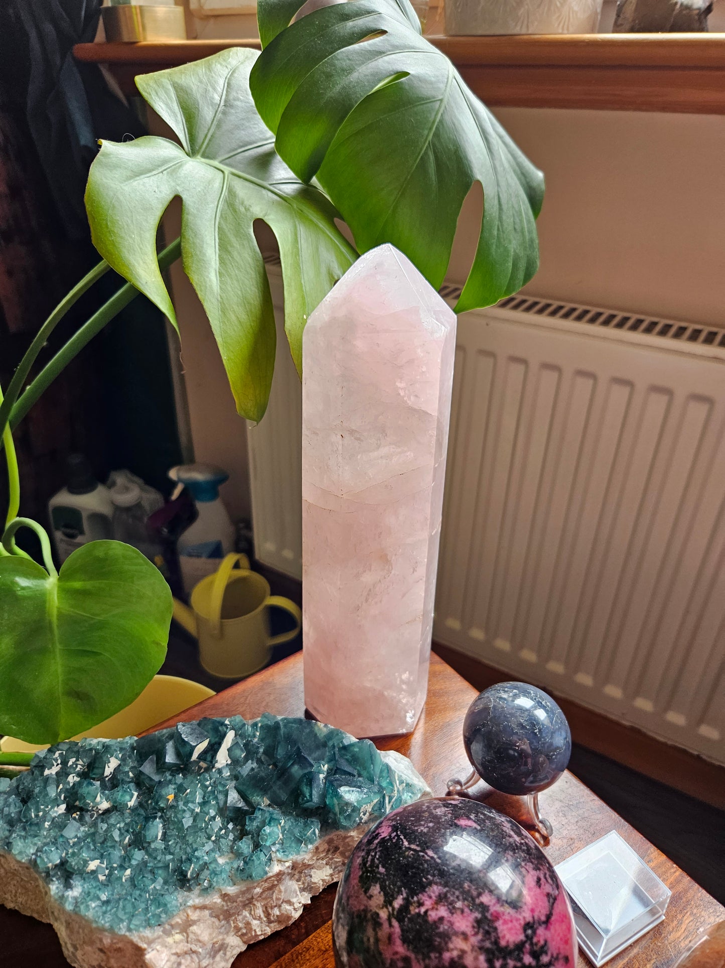Outstanding Rose Quartz 10.5" Madagascan crystal tower - 1.179kg