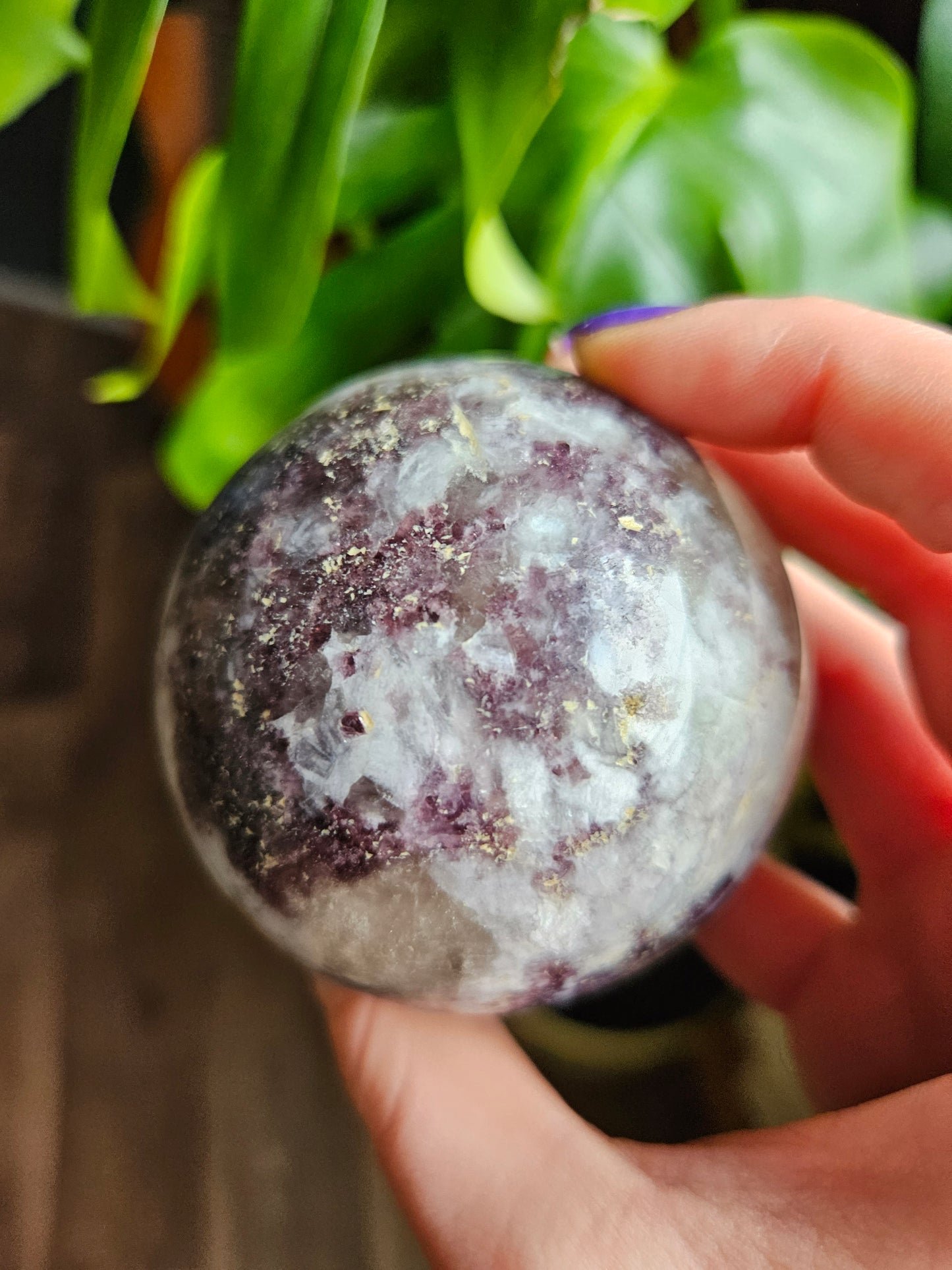 Lepidolite planet with Smoky Quartz