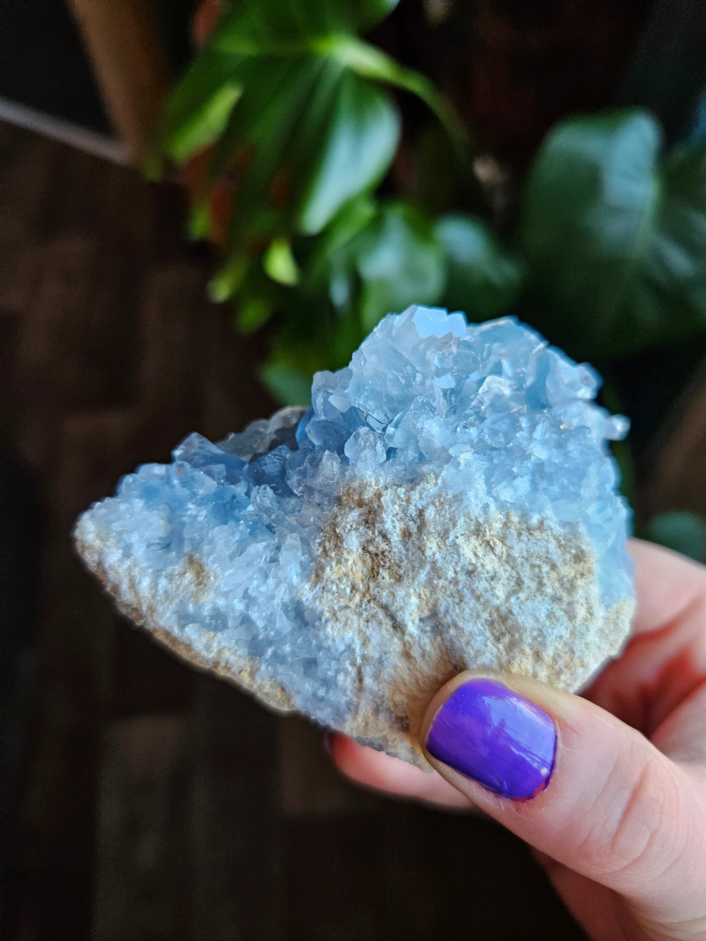 Blue Celestite geode // discount for damage