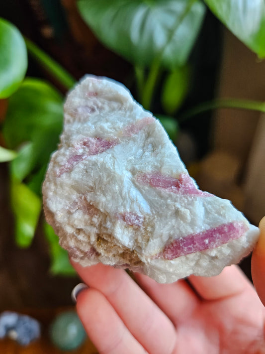 Raw Pink Tourmaline in Clevelandite
