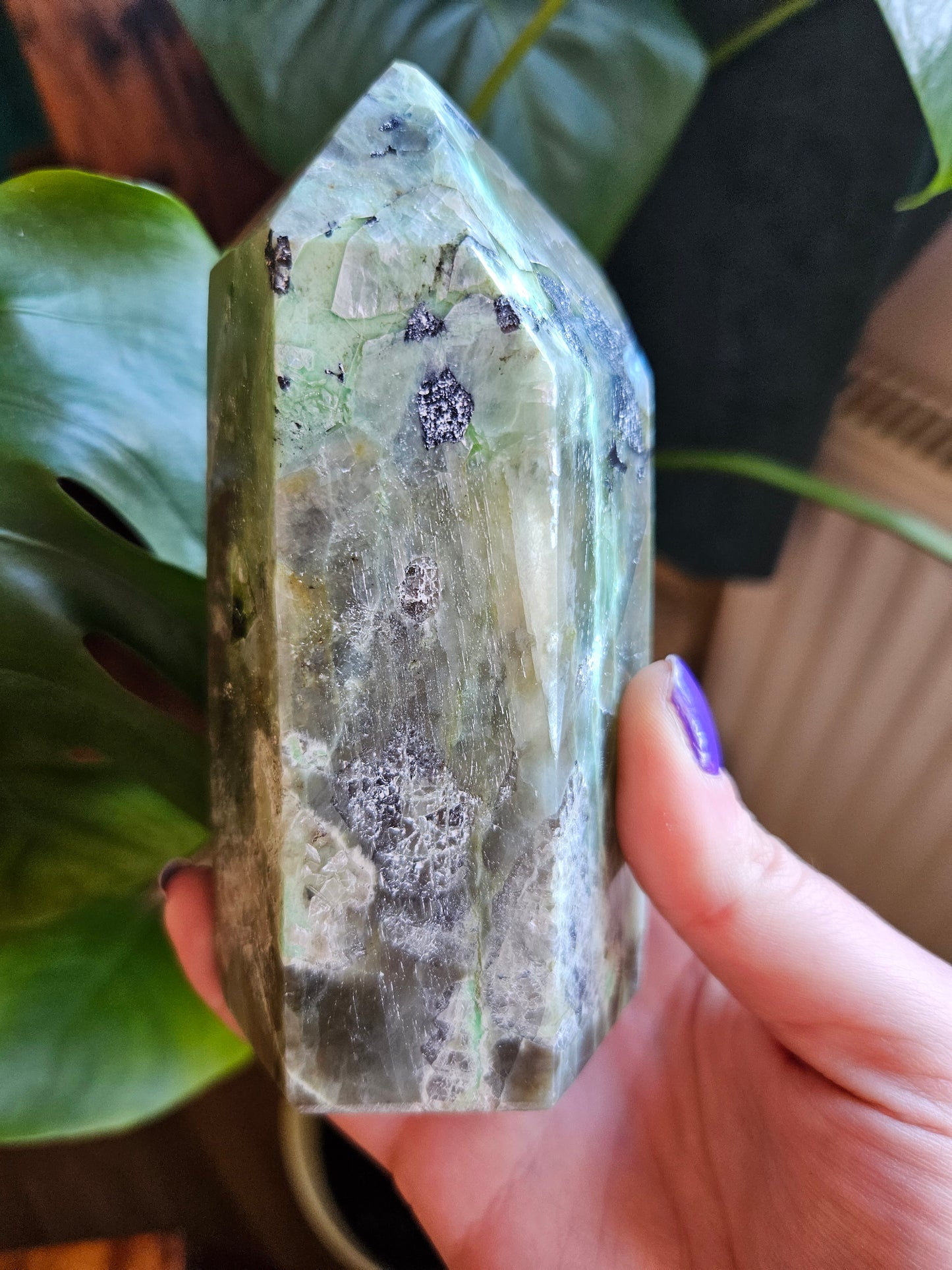 Large Green Moonstone tower with flash