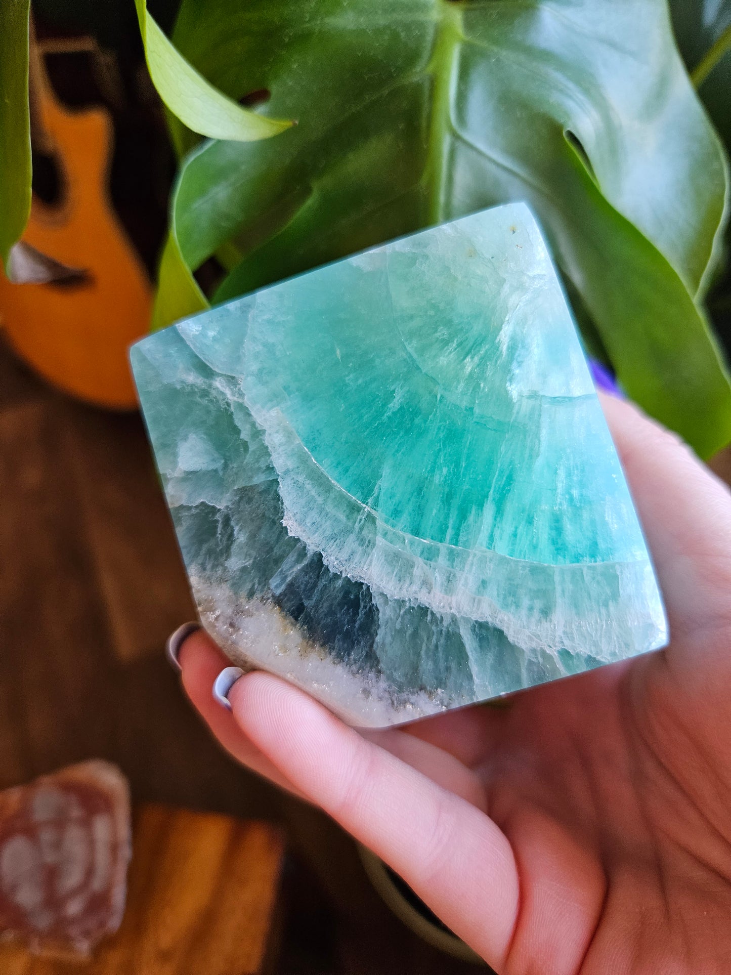 Beautiful Green Fluorite cube carving - 800g