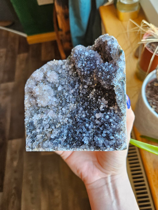Sparkly Black Amethyst geode - 739g