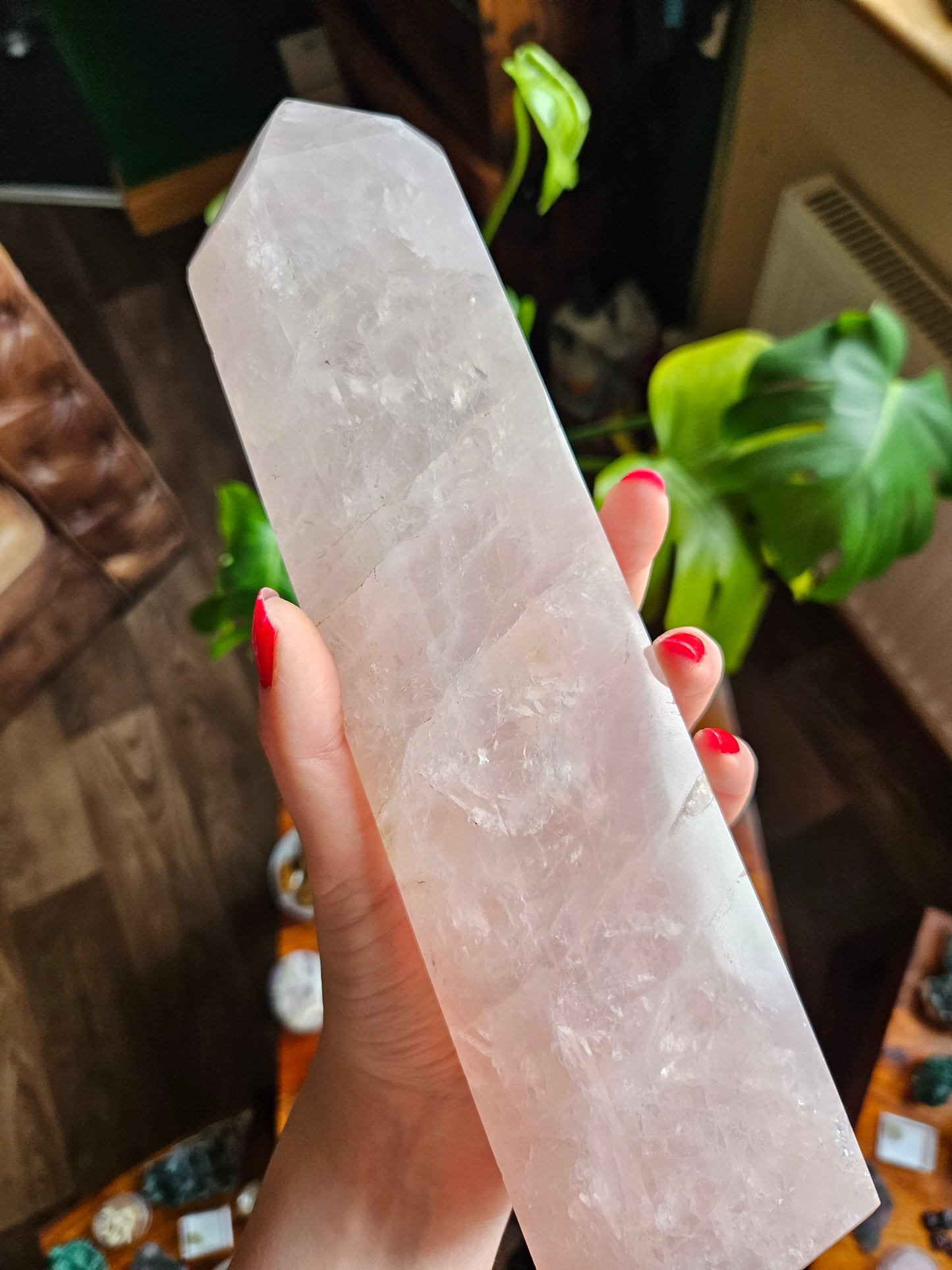 Outstanding Rose Quartz 10.5" Madagascan crystal tower - 1.179kg