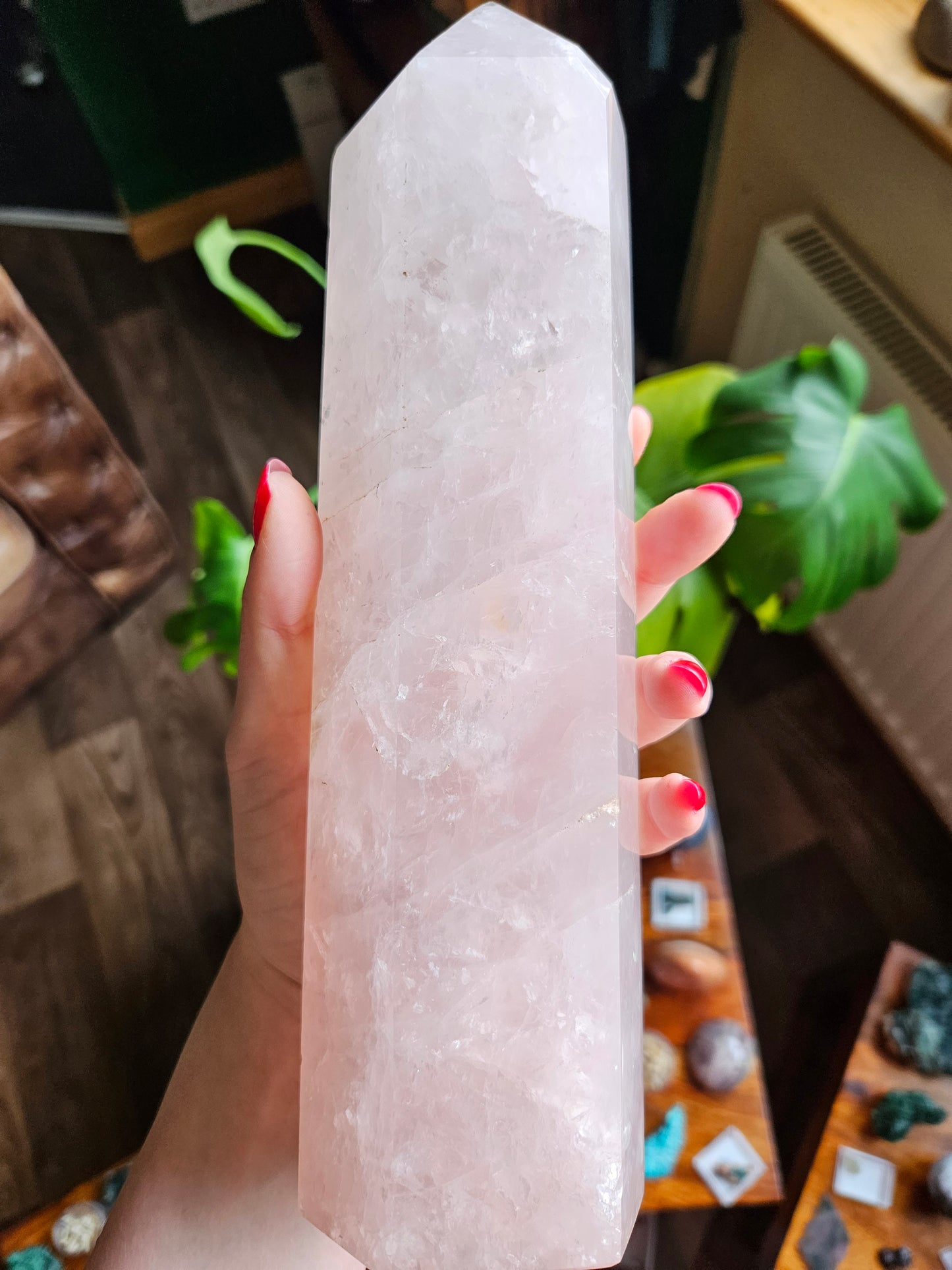 Outstanding Rose Quartz 10.5" Madagascan crystal tower - 1.179kg