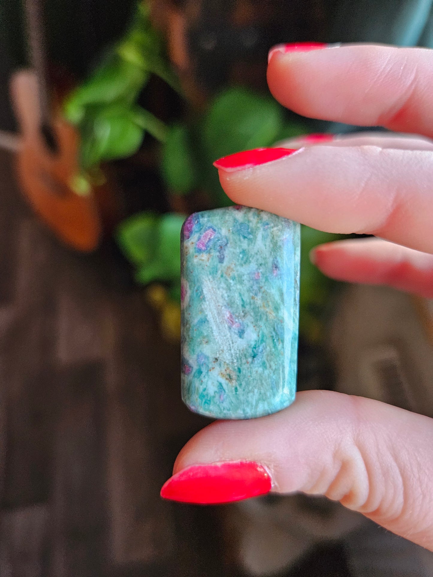 Ruby in Fuschite tumblestone