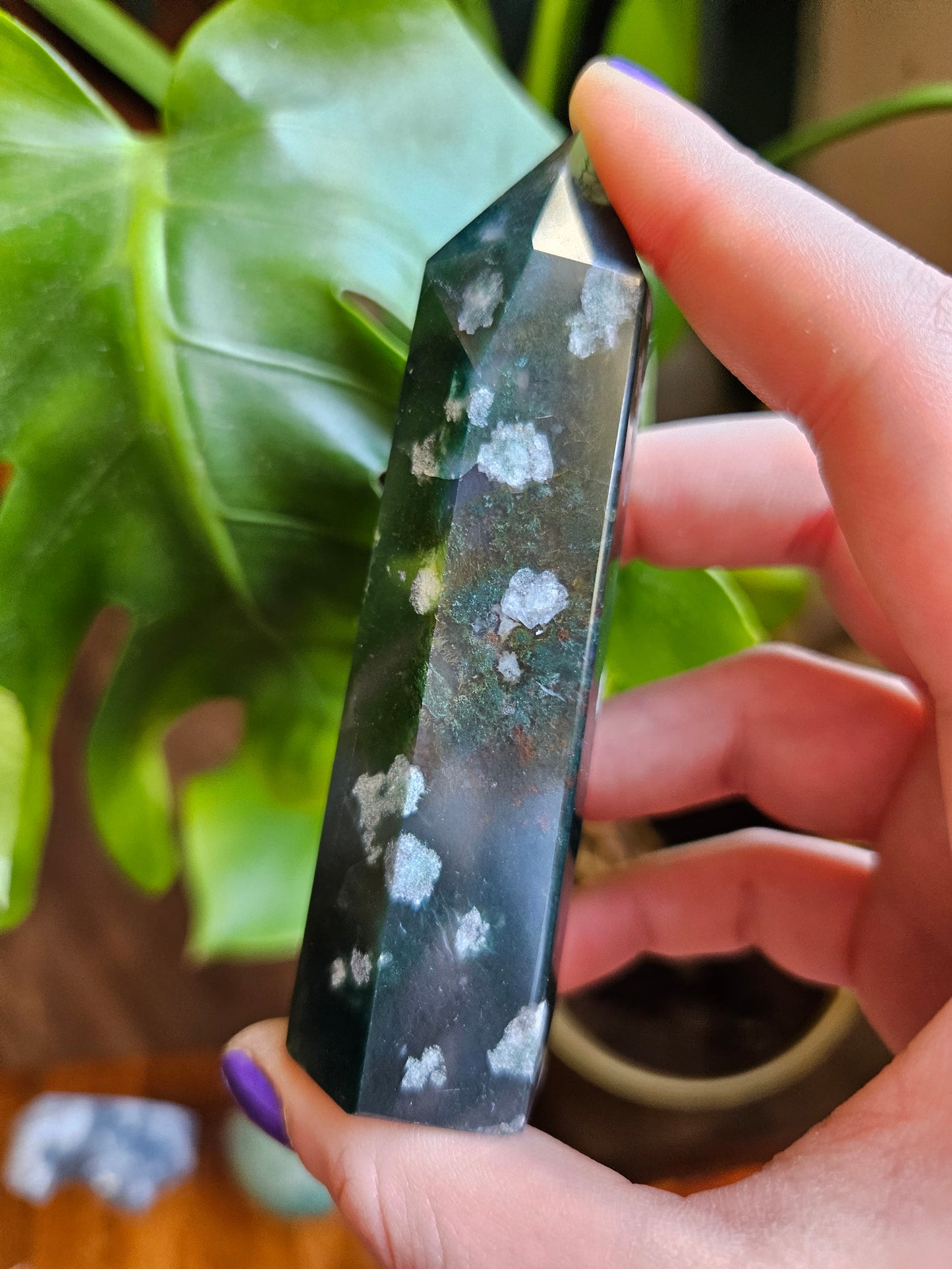 Tall Moss Agate point