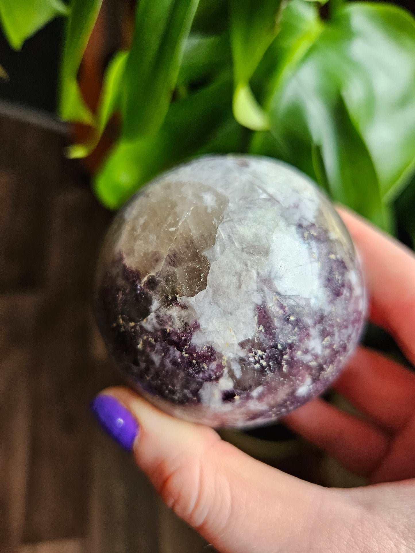Lepidolite planet with Smoky Quartz