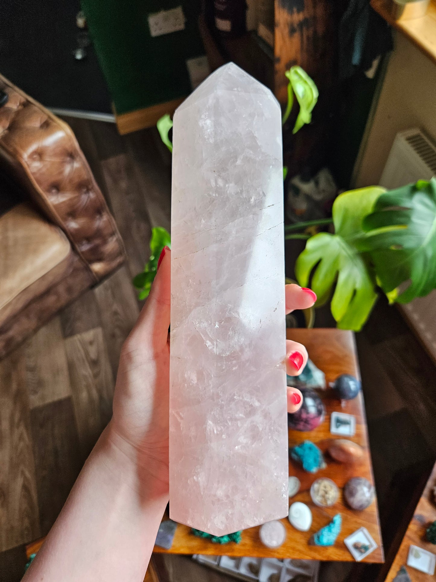 Outstanding Rose Quartz 10.5" Madagascan crystal tower - 1.179kg