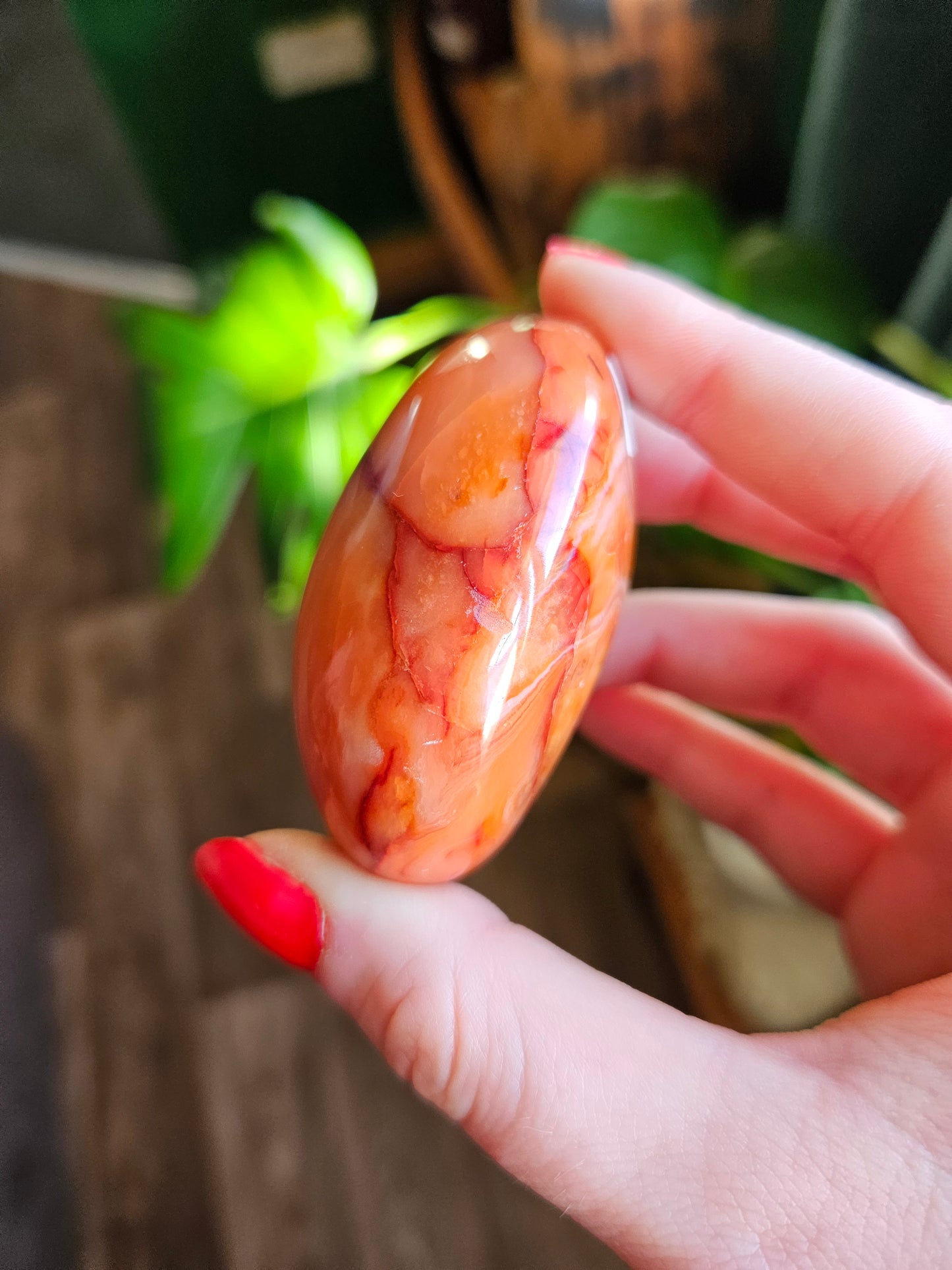 Large Mango Carnelian palmstone