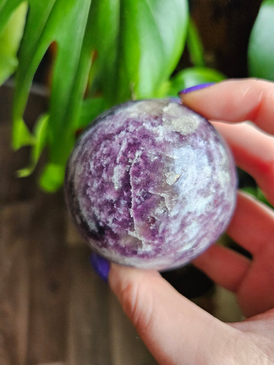 Lepidolite planet with Smoky Quartz