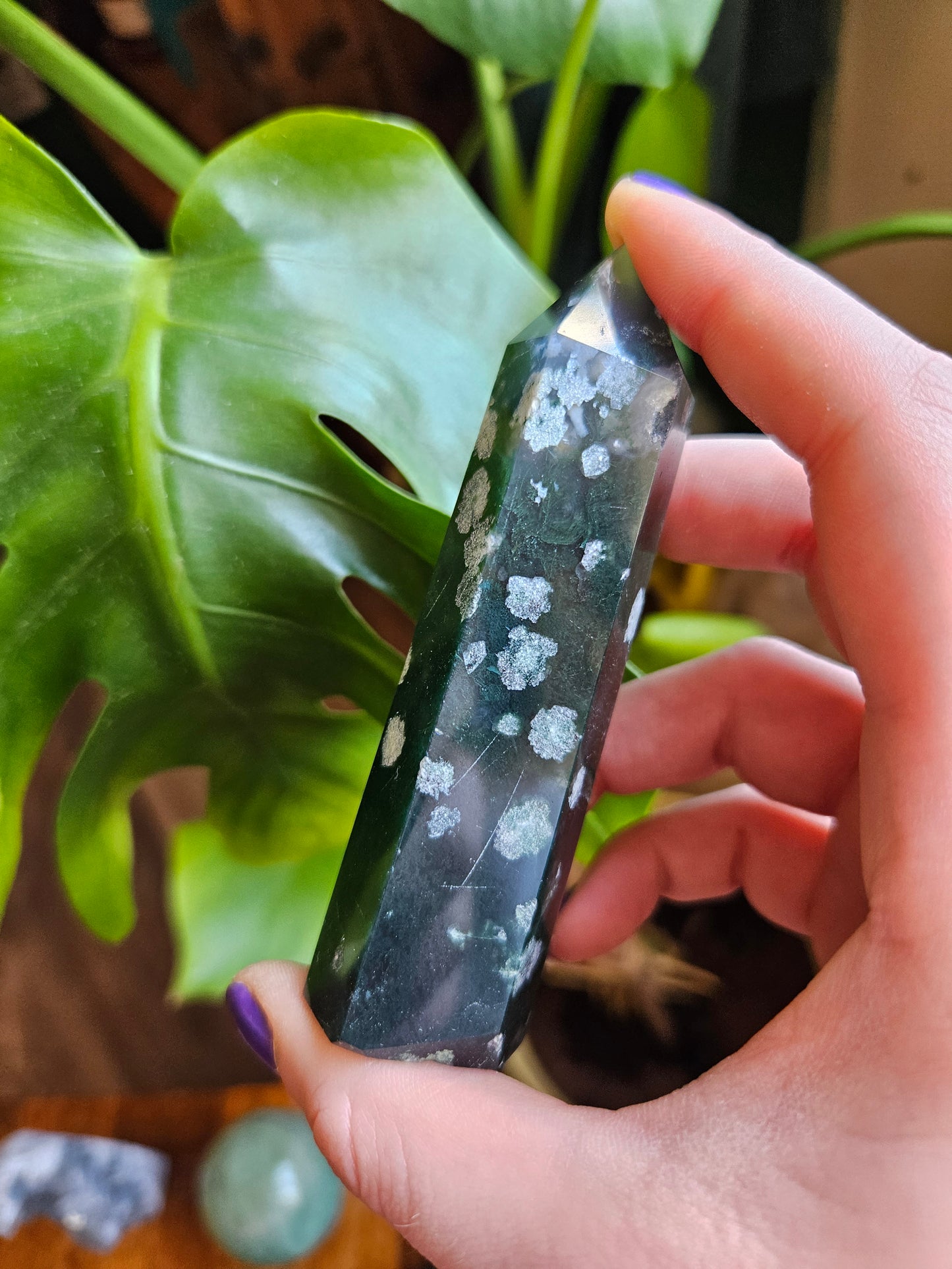 Tall Moss Agate point