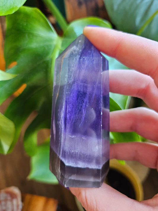 Banded Purple Fluorite tower