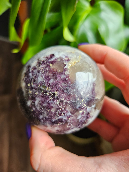 Lepidolite planet with Smoky Quartz