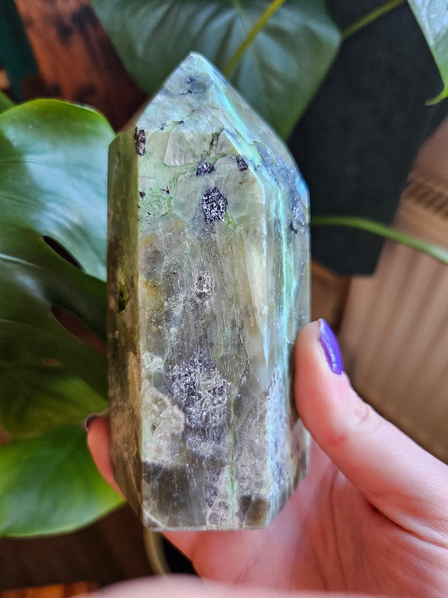 Large Green Moonstone tower with flash