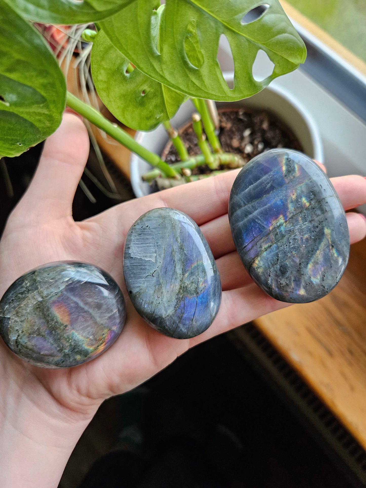 Purple Labradorite palmstone
