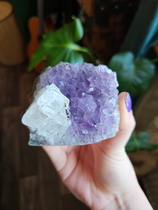 Amethyst with Quartz geode rainbow flash