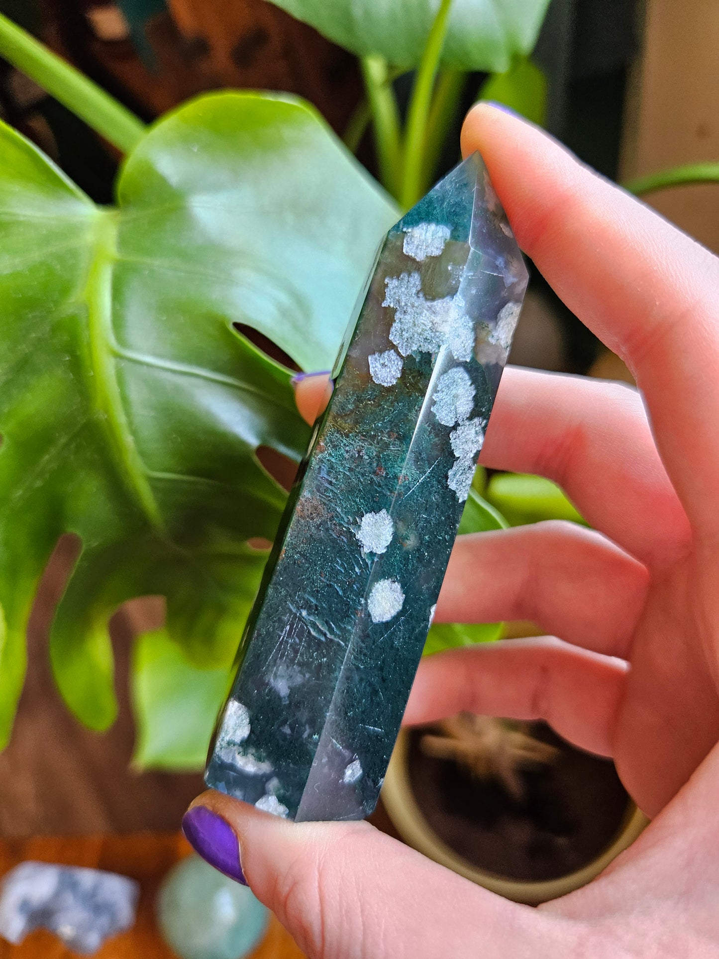 Tall Moss Agate point
