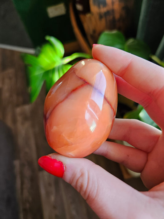 Large Mango Carnelian palmstone